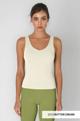 Ribbed v neck Tank Mocha