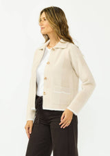 Fuzzy Plaid Button-Front Sweater Jacket