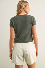 T6284   CAP SLEEVE BUTTON FRONT TOP: BEIGE / L