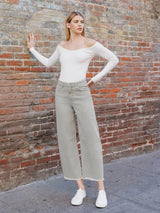 SUPER HIGH RISE FRAYED HEM WIDE BARREL LEG