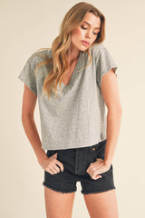 Crop V Neck Tee WHITE