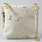The Fancy Jane Shoulder bag and Crossbody bag: Celestial: Gold burnout on White hair-on-hide / Lined / Gold Shoulder Chain