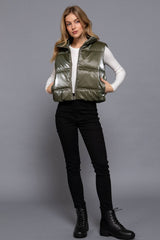 High Neck Zip Up Vest: IVY-ivory / L