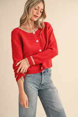 Two Tone cardigan Red