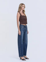 HIGH RISE DARK WASH BARREL