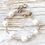 Fresh water pearl bracelet boutique salon jewelry beach sea: White pearl gold chain