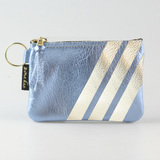 The Kara Wallet: 3 Side Stripes: Platinum w/Gold Stripes / Lobster