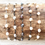 Fresh water pearl bracelet boutique salon jewelry beach sea: White pearl gold chain