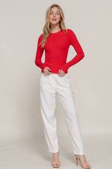 Navy Crew Neck Viscose Rib Sweater