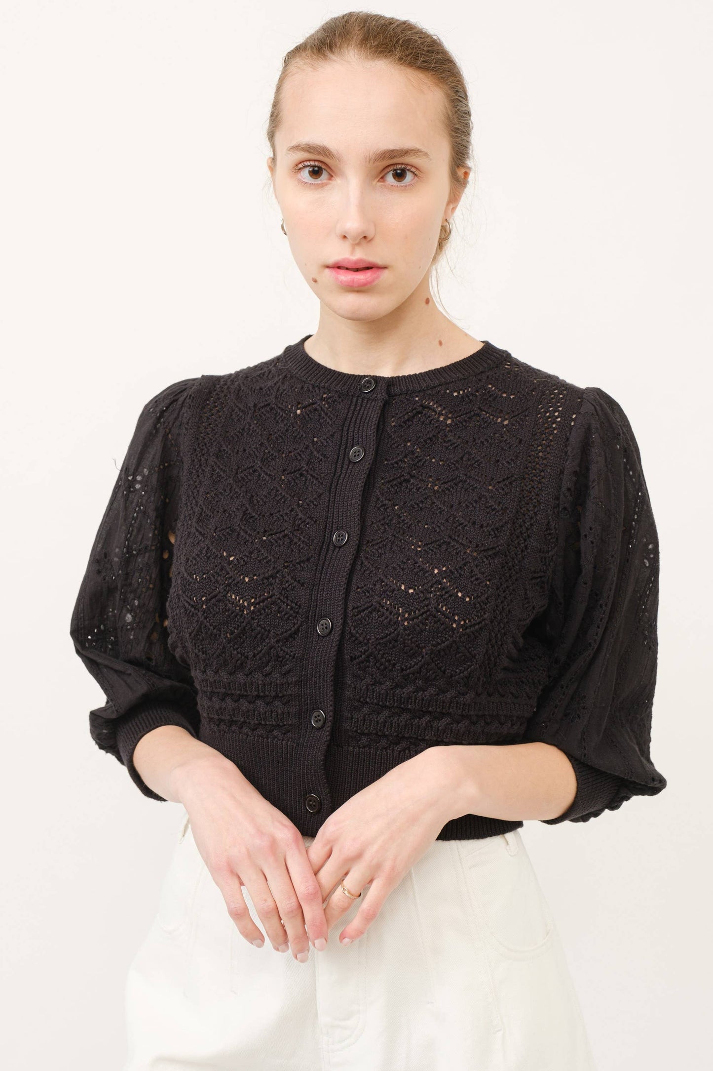 3/4 sleeve cardigan cream
