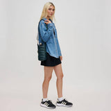 Jace Water Bottle Nylon Puffer Crossbody: Silver