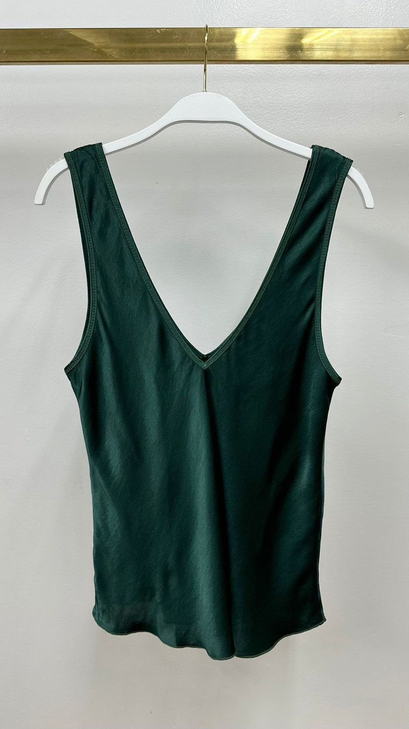 Silky V Neck Tank Navy