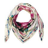 Wrapables Silk Satin Floral Neckerchief 35 x 35 Inch Square Scarf: Silhouette