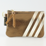 The Kara Wallet: 3 Side Stripes: Gold w/Platinum Stripes / Lobster