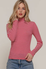 Stripe Long Sleeve Turtle Neck
