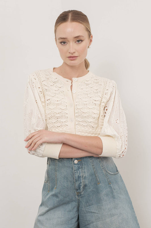 3/4 sleeve cardigan cream