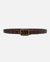 Brown Vintage Skinny Leather Belt