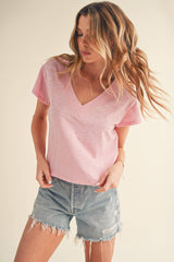 Crop V Neck Tee WHITE