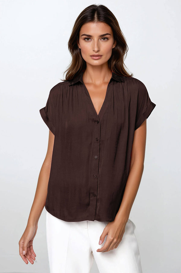 Short Sleeve Blouse chocolate