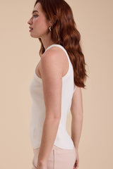Cream Ribbed Tank Top