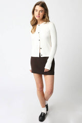 Haley Knit Button Top: Black