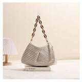 Handcrafted Woven Bag with Tassel Accent: BEIGE / One Size