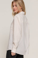Long Sleeve Linen Blend Shirt NATURAL