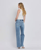 90'S SUPER HIGH RISE MEDIUM WASH WIDE JEANS T6242: LEAPING WATER / 24