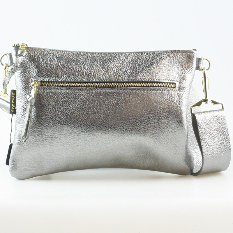 The Metallic Rita Crossbody and Hipbag: Pewter