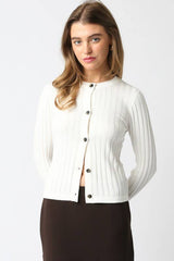 Haley Knit Button Top: Ecru