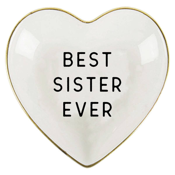 Ceramic Heart Trinket Tray | Best Sister Ever