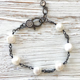 Fresh water pearl bracelet boutique salon jewelry beach sea: White pearl gold chain