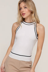 Contrast Stripe Halter Neck