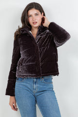 Quilted Velvet Jacket with Sherpa Lining: Navy / L