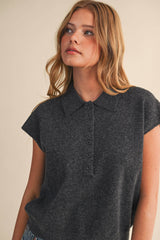 Cap Sleeve Sweater BLACK