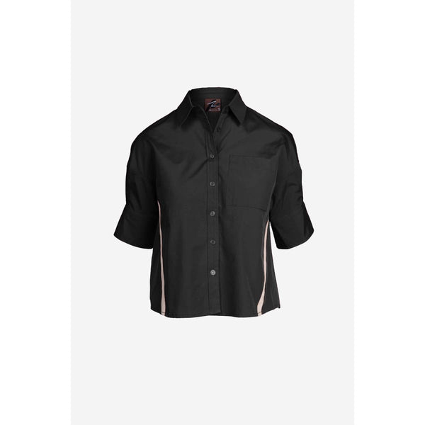 Boxy Half Sleeve Blouse With Stripe Accents