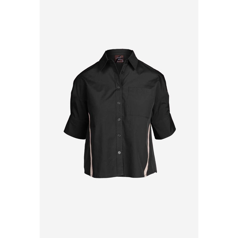 Boxy Half Sleeve Blouse With Stripe Accents