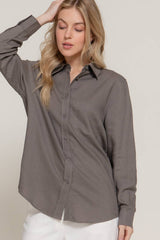 Long Sleeve Linen Blend Shirt NATURAL