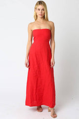 Brown Linen Maxi Dress