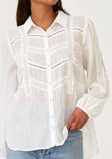 Lace Long Sleeve Button Down Blouse