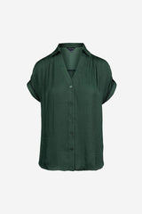 Whipstitch Short Sleeve Button Up Blouse