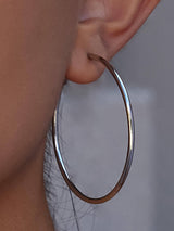 Eska 18K Gold Non-Tarnish Classic Thin Hoop Earring: Silver / 40 MM