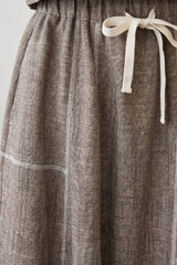 LINEN STITCH MIDI SKIRT: DARK BROWN / S