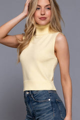 Sleeveless Turtle Neck Sweater Top IVORY