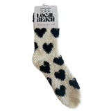 Local Beach Love Collection Heart Cozy Socks: Black/Cream / Heart Sock