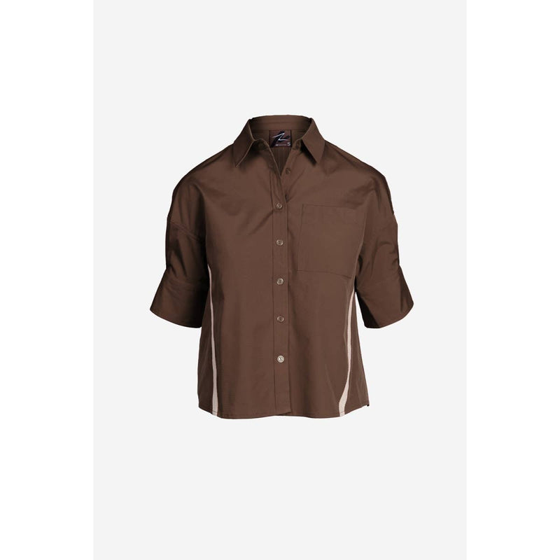 Boxy Half Sleeve Blouse With Stripe Accents