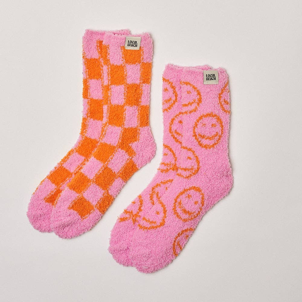 Smiley Local Beach Cozy Socks: Sand/Cream Pair