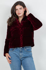Quilted Velvet Jacket with Sherpa Lining: Navy / L
