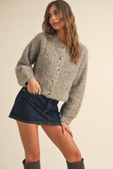 Fuzzy Black Cardigan Sweater