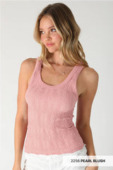 Reversible Lace Textured Tank Olive